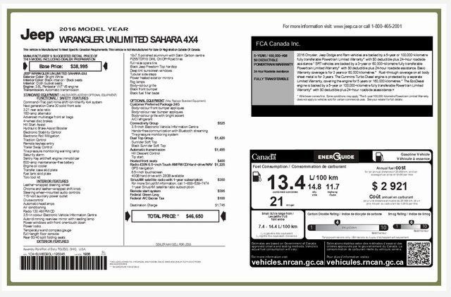 2016 Jeep Wrangler Unlimited Sahara