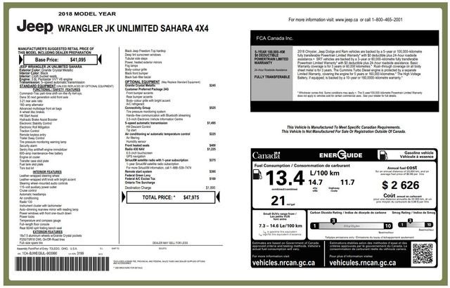 2018 Jeep Wrangler JK Unlimited Sahara