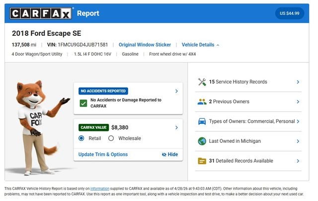 2018 Ford Escape SE