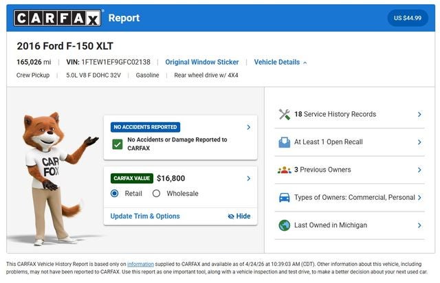2016 Ford F-150 XLT XTR