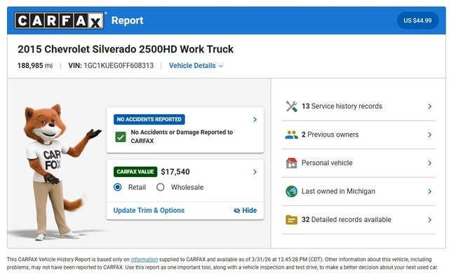 2015 Chevrolet Silverado 2500HD Work Truck