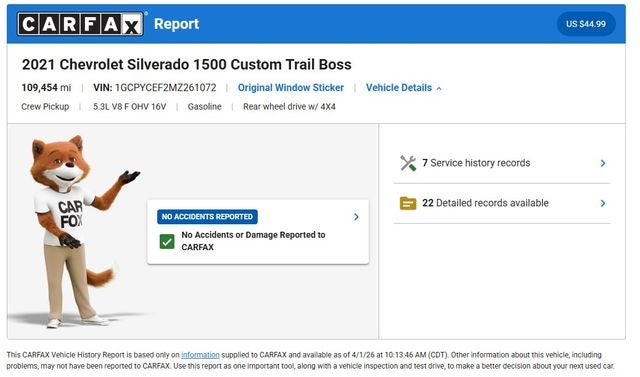 2021 Chevrolet Silverado 1500 Custom Trail Boss