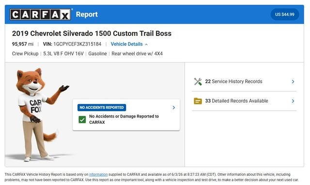 2019 Chevrolet Silverado 1500 Custom Trail Boss