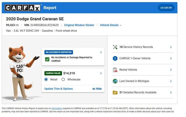 2020 Dodge Grand Caravan SE