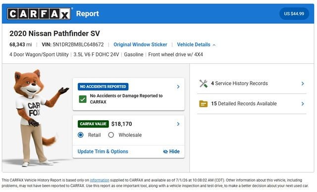2020 Nissan Pathfinder SV