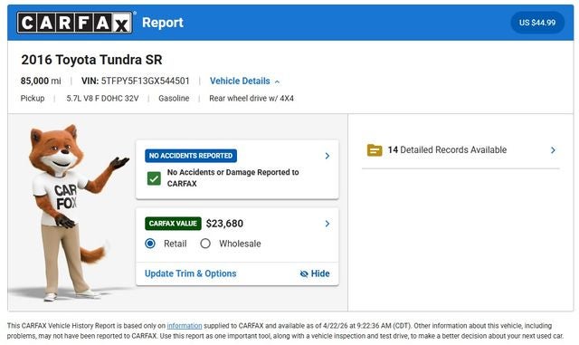 2016 Toyota Tundra SR