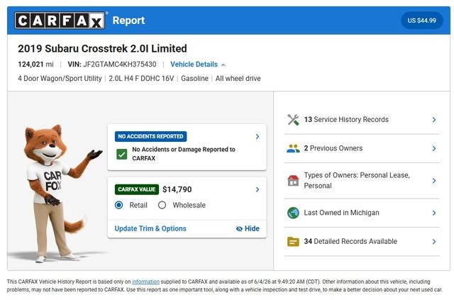 2019 Subaru Crosstrek 2.0i Limited